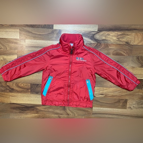 Diesel Kids Size 3t Jacket Red  And Blue With Pockets Embroidered Logo - Picture 1 of 10